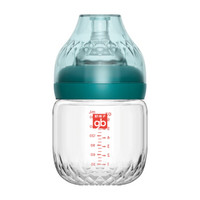 gb好孩子奶瓶新生婴儿0-6个月宝宝玻璃奶瓶宽口径防胀气断奶 180ML-祖母绿（自带慢流量奶嘴）