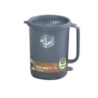 食物垃圾桶 厨房过滤桶 茶渣带盖小号密封沥水篮厨余干湿分离桶灰色1.5L