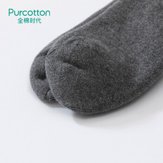 Purcotton/全棉时代男士舒棉加厚长筒袜中筒袜运动商务透气短袜 棉深花灰色 均码