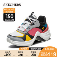 Skechers斯凯奇复古厚底运动鞋老爹鞋 时尚撞色拼接休闲鞋女74190 白色/多彩色/WMLT 37.5