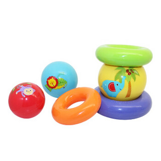 Fisher-Price 费雪皮球玩具球儿童拍拍球婴儿球宝宝手抓球幼儿充气球 彩虹叠叠球-蓝色