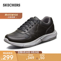 Skechers斯凯奇新品男鞋 宽鞋楦设计时尚商务休闲鞋 轻质透气舒适低帮鞋 65861 黑色/BLK 41.5