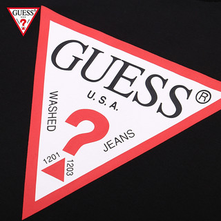 GUESS2020新款秋男士棉弹经典LOGO圆领卫衣-M0YQ37K7ON0-JBLK