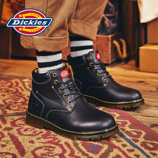 Dickies 帝客 男士平跟真皮圆头系带加绒马丁靴194M50LXS97 黑色41