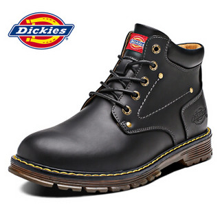 Dickies 帝客 男士平跟真皮圆头系带加绒马丁靴194M50LXS97 黑色41