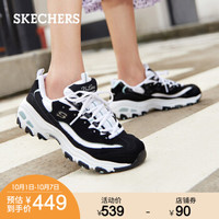 SKECHERS 斯凯奇 新款D'LITES熊猫鞋女鞋 舒适潮流老爹鞋小白鞋 11959 黑色/白色/BKW 36