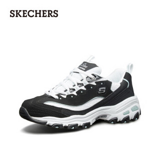 SKECHERS 斯凯奇 新款D'LITES熊猫鞋女鞋 舒适潮流老爹鞋小白鞋 11959 黑色/白色/BKW 36