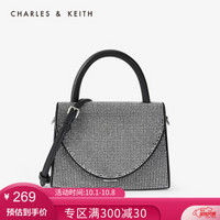 CHARLES＆KEITH2020春夏新品CK2-50270395女士时尚亮面手提单肩包 Black黑色 S