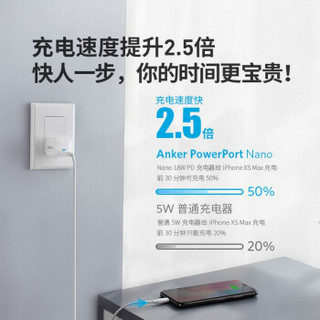 Anker Nano USB-C充电器 PIQ3.0/PD18W苹果华为小米适配器数据线快充插头 白色