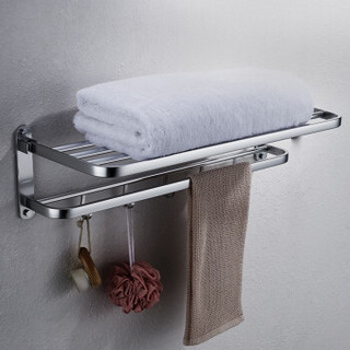 九牧（JOMOO） 厨卫五金/挂件浴室毛巾架浴巾架太空铝可折叠置物架排勾