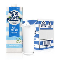 DEVONDALE 德运 Devondale）进口超市全脂纯牛奶早餐奶1L*10盒整箱装 高钙优质乳蛋白 澳洲进口