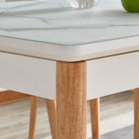 全友家居餐桌 北欧餐桌椅组合 折叠伸缩长方形饭桌 实木框架桌子 钢化玻璃台面家用餐桌DW1001 常规款餐桌+餐椅*4