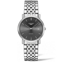 LONGINES 浪琴 博雅系列 L4.809.4.72.6 男士机械手表 34.5mm 黑盘 银色精钢带 圆形