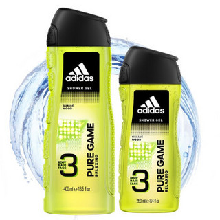 阿迪达斯 Adidas 男士三效洁颜洗发沐浴套装 （极限挑战400ml+250）三合一洁面洗发水沐浴露