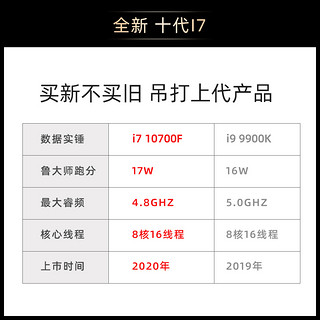 华硕狙击手i7 10700F/RTX2060S游戏电脑主机DIY高配组装机GT501机箱ROG 650W金牌电源电竞网吧网咖游戏型整机