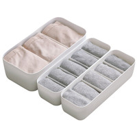 BELO 百露 袜子塑料收纳盒 27*13*8.5cm 三格白色