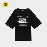 CAT/卡特专柜同款春夏新款男黑色印花短袖T恤男CJ1TSP16361 黑色 L