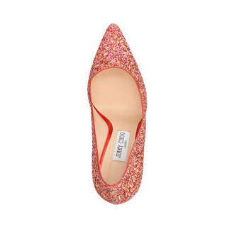 JIMMY CHOO 周仰杰 ROMY 100系列闪光织物高跟鞋 ROMY 100 BOG CANDY POP 38