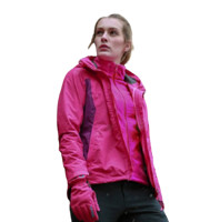 探路者 防水透湿 舒适保暖 女款厚套绒冲锋衣 XL 蔷薇红/葡萄紫