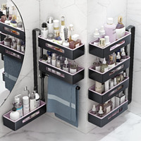 YiBai 易柏 YB-98 三层 转角旋转收纳架 马卡龙粉-黑