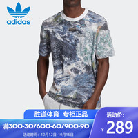 Adidas阿迪达斯三叶草印花T恤男短袖秋宽松圆领运动服GD9276