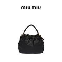 Miu Miu/缪缪黑色牛皮革简约时尚女士手提包