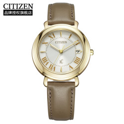 CITIZEN 手表 光动能xC系列不锈钢镀玫瑰金色表壳皮带时尚休闲女表 EO1203-03A