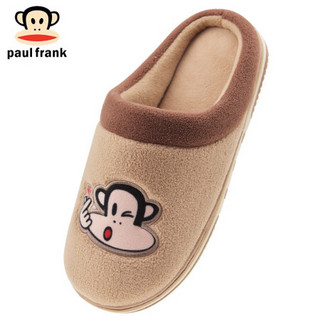 大嘴猴PaulFrank棉拖鞋男女情侣居家室内舒适厚底保暖拖鞋 PF864 棕色 270