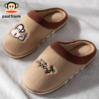 大嘴猴PaulFrank棉拖鞋男女情侣居家室内舒适厚底保暖拖鞋 PF864 棕色 270