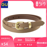 GU极优女式绒面窄腰带金属扣时尚配饰皮带连衣裙装饰腰带318043