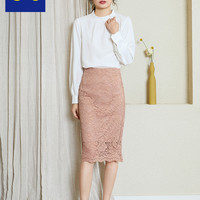 GU极优女装蕾丝紧身裙2020春季新款商务通勤气质包臀半身裙321006