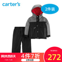 Carters男童加厚连帽外套裤子儿童秋冬套装男宝宝滑雪服CL2188S9