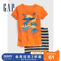 Gap男幼童纯棉短袖睡衣套装夏季577807 2020新款洋气印花家居服
