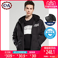 西雅衣家 C&AC&A男士潮流印花休闲连帽羽绒服 冬季新款白鸭绒外套CA200211116