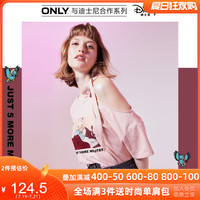 ONLY夏季新款迪士尼卡通甜美系带露肩短袖T恤女|119301522