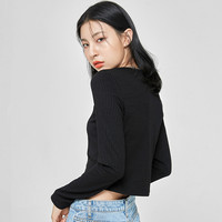 HSTYLE 韩都衣舍 2020早秋新款bm长袖开衫外搭短款薄款打底修身针织上衣女