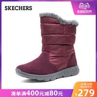 skechers斯凯奇女鞋冬季保暖绒毛雪地靴反毛皮拼接中筒靴6666011