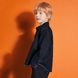 [清仓]minipeace童装男童春装新款洋气黑色儿童牛仔衬衫外套上衣