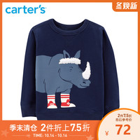 Carters男童春秋装新款时尚印花长袖T恤宝宝上衣中小童装243I198