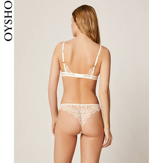 Oysho 白色V 型巴西式时尚蕾丝内裤低腰三角裤底裤女 30082702959