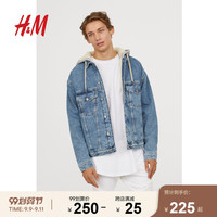 HM DIVIDED男装仿羊羔绒外套男春秋 潮流上衣牛仔外套男0635147