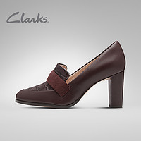 clarks其乐女鞋英伦复古正装圆头粗跟高跟鞋浅口淑女仙女风单鞋女