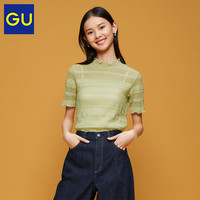 GU极优女装蕾丝紧身T恤(短袖)2020夏季新款时尚花边领洋气322380