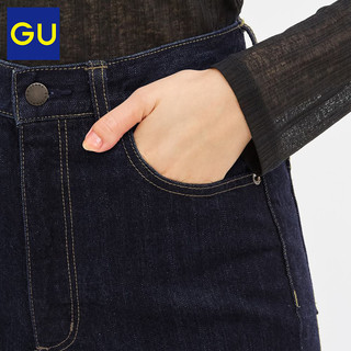 GU 极优 321032 女士高腰直筒牛仔裤
