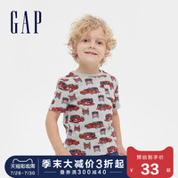 Gap男幼童纯棉童装短袖T恤夏季545379 2020新款可爱印花儿童上衣