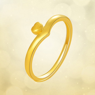中国黄金足金黄金戒指纤指点点爱桃心金戒指珠宝首饰（定价）