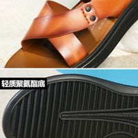 康奈男鞋2020夏季新款潮流休闲真皮纯色鞋拖两穿平底男沙滩鞋