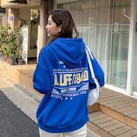 韩都衣舍2020韩版女装春装新款宽松连帽印花加绒长袖卫衣HO0194魭