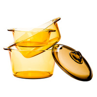 法国乐美雅玻璃锅耐高温透明琥珀锅家用汤锅燃气炖炒锅砂锅煮汤锅