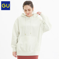 GU极优女装宽松连帽卫衣多色糖果色慵懒风袋鼠兜套头衫秋季318140